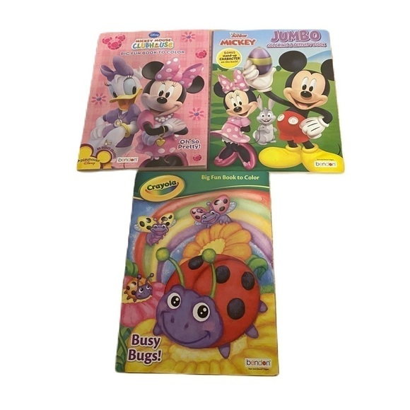 Disney Coloring Book Crayola Bundle Jumbo Easter Minnie Mickey Daisy Busy Bugs - Picture 1 of 6